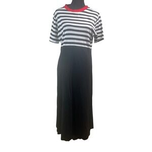 Basic Editions Vintage Striped Colorblock Maxi Dress Black L grunge 90's mod